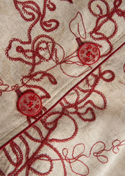 Bohemian Khaki Embroidered Cotton Coat Fall