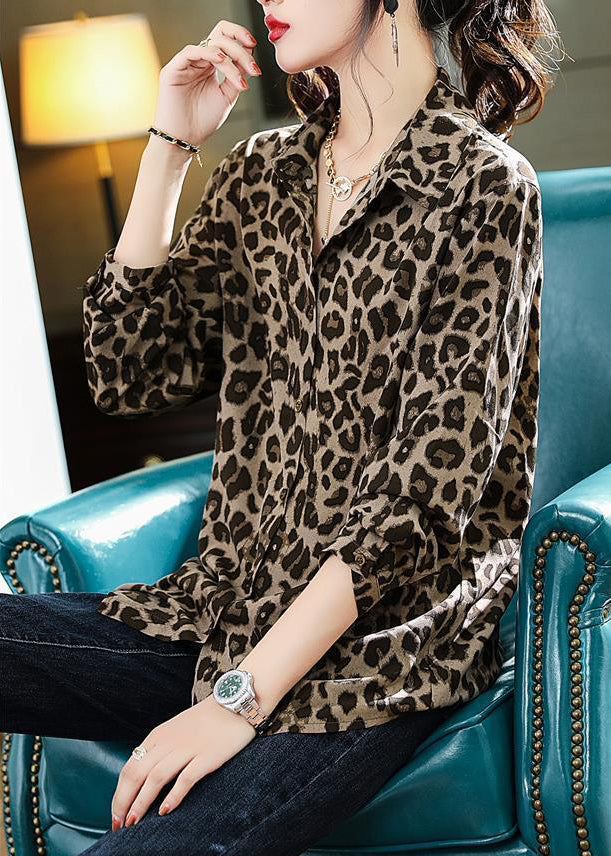 Bohemian Leopard Print Chiffon Shirts Fall