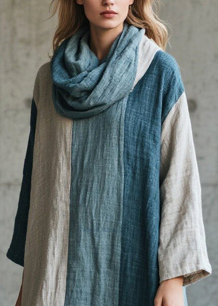 Bohemian Mixed Color Oversized Patchwork Faux Fur Maxi Dress Fall