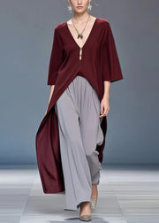 Bohemian Mulberry Low High Design Draping Silk Top Bracelet Sleeve
