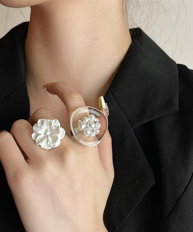 Bohemian Nude Pearl Alloy Pearl Open Rings