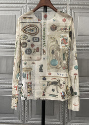 Bohemian O-Neck Print Tulle T Shirts Fall