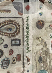 Bohemian O-Neck Print Tulle T Shirts Fall