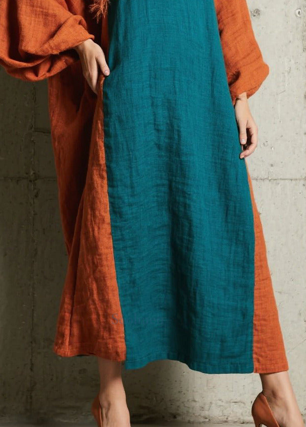 Bohemian Peacock Blue Oversized Patchwork Faux Fur Holiday Dresses Fall
