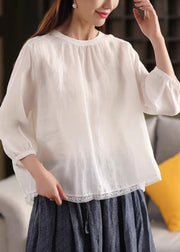 Bohemian Pink Oversized Patchwork Linen Shirts Bracelet Sleeve