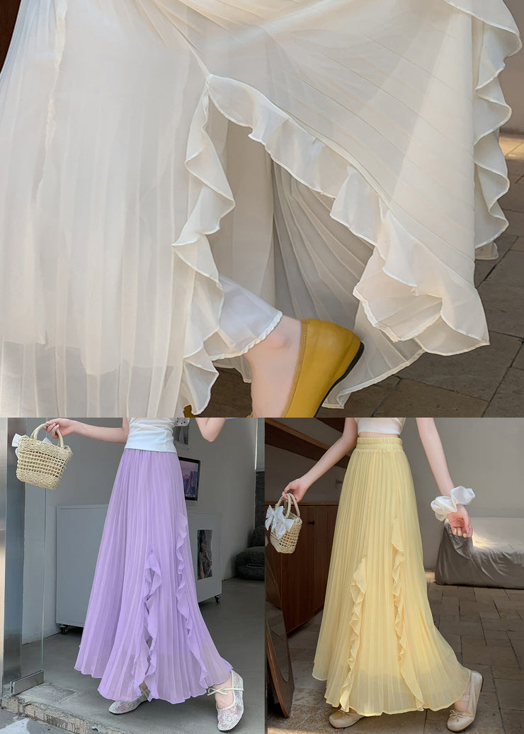 Bohemian Purple Ruffled Elastic Waist Chiffon Skirts Summer
