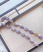 Bohemian Purple Sterling Silver Overgild Pearl Pendant Necklace