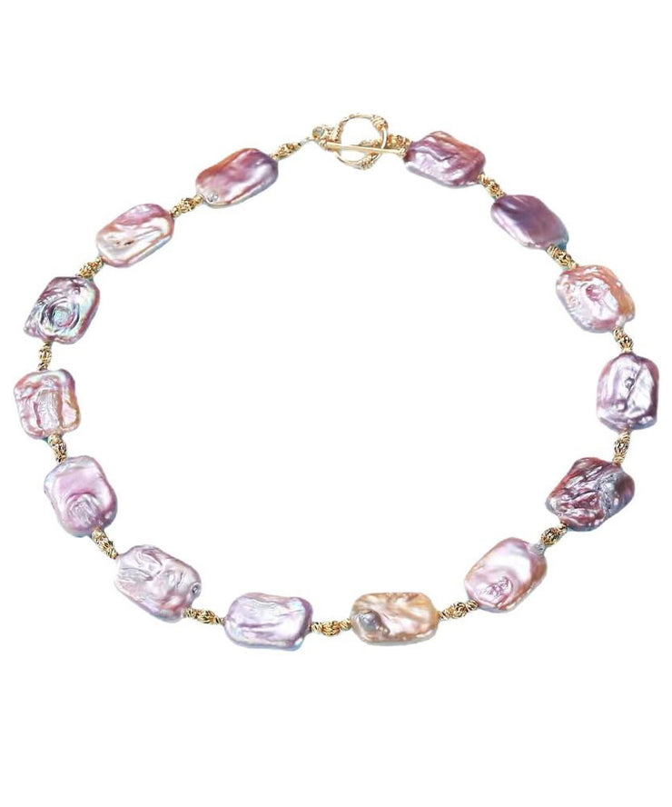 Bohemian Purple Sterling Silver Overgild Pearl Pendant Necklace