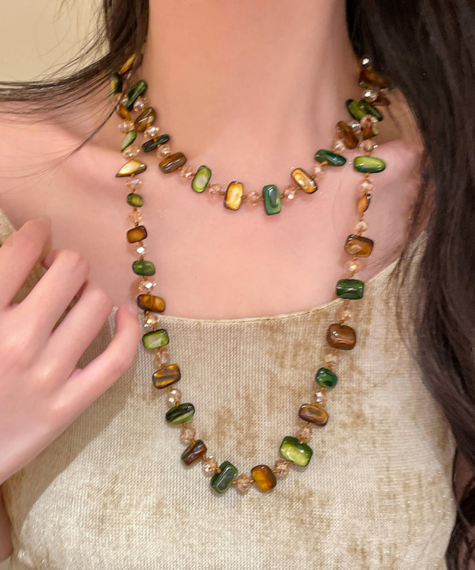 Bohemian Rainbow Alloy Shell Beading Gratuated Bead Necklace