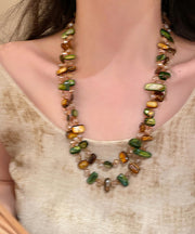 Bohemian Rainbow Alloy Shell Beading Gratuated Bead Necklace