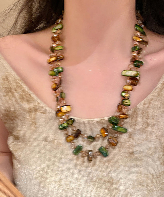 Bohemian Rainbow Alloy Shell Beading Gratuated Bead Necklace