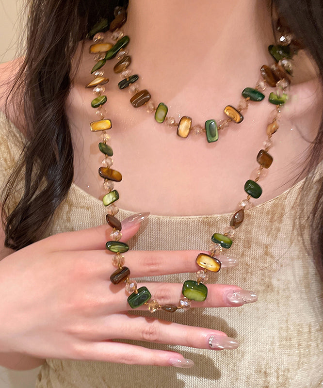 Bohemian Rainbow Alloy Shell Beading Gratuated Bead Necklace