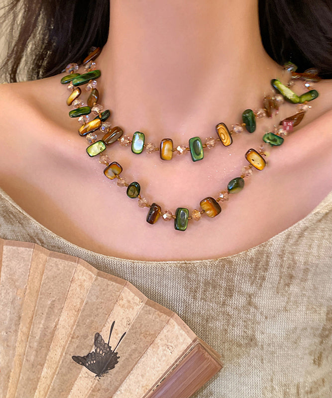 Bohemian Rainbow Alloy Shell Beading Gratuated Bead Necklace