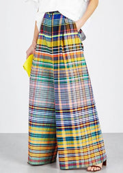 Bohemian Rainbow Striped High Waist Pockets Wide Leg Pants
