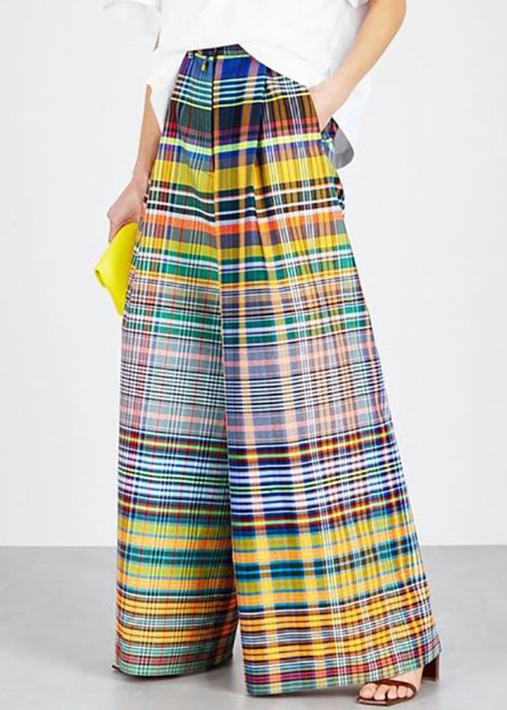 Bohemian Rainbow Striped High Waist Pockets Wide Leg Pants