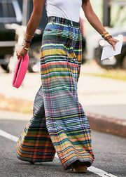 Bohemian Rainbow Striped High Waist Pockets Wide Leg Pants