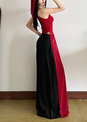 Bohemian Red One Shoulder Asymmetrical Design Tulle Vests Summer