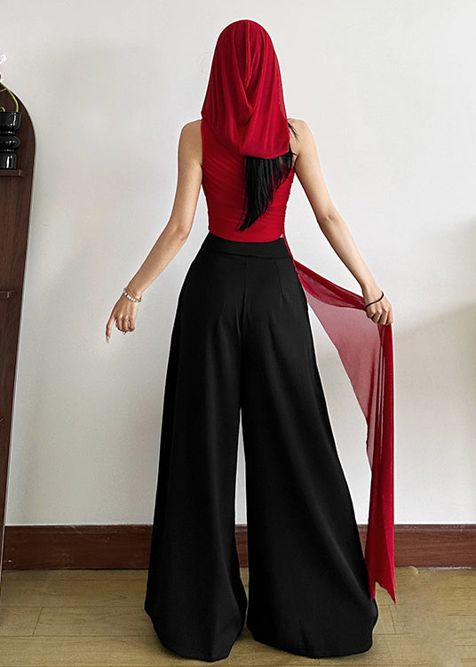 Bohemian Red One Shoulder Asymmetrical Design Tulle Vests Summer