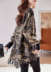 Bohemian RedTassel Patchwork Cotton Knit Sweater Tops Batwing Sleeve