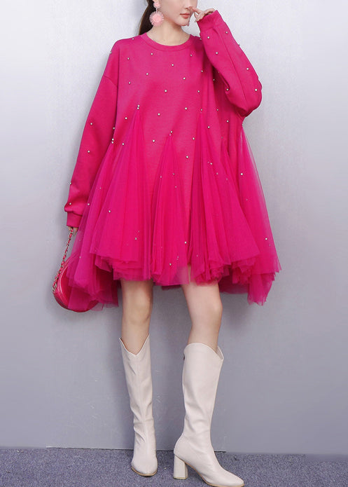 Bohemian Rose Oversized Patchwork Tulle Holiday Dress Spring