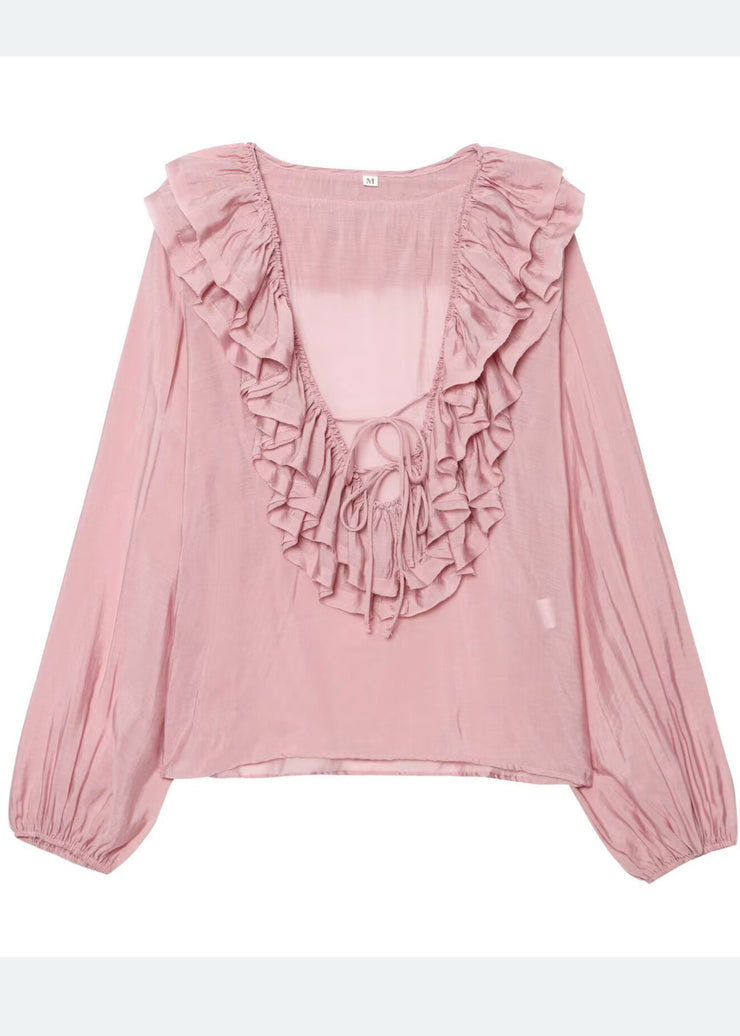 Bohemian Sky Blue Ruffled Cotton Shirt Tops Summer