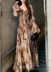 Bohemian Tie Dye Long Dress And Spaghetti Strap Dress Two Pieces Set Spring