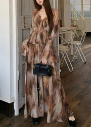Bohemian Tie Dye Long Dress And Spaghetti Strap Dress Two Pieces Set Spring