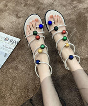 Bohemian White Beach Sandals Multicolour Bead Sandals
