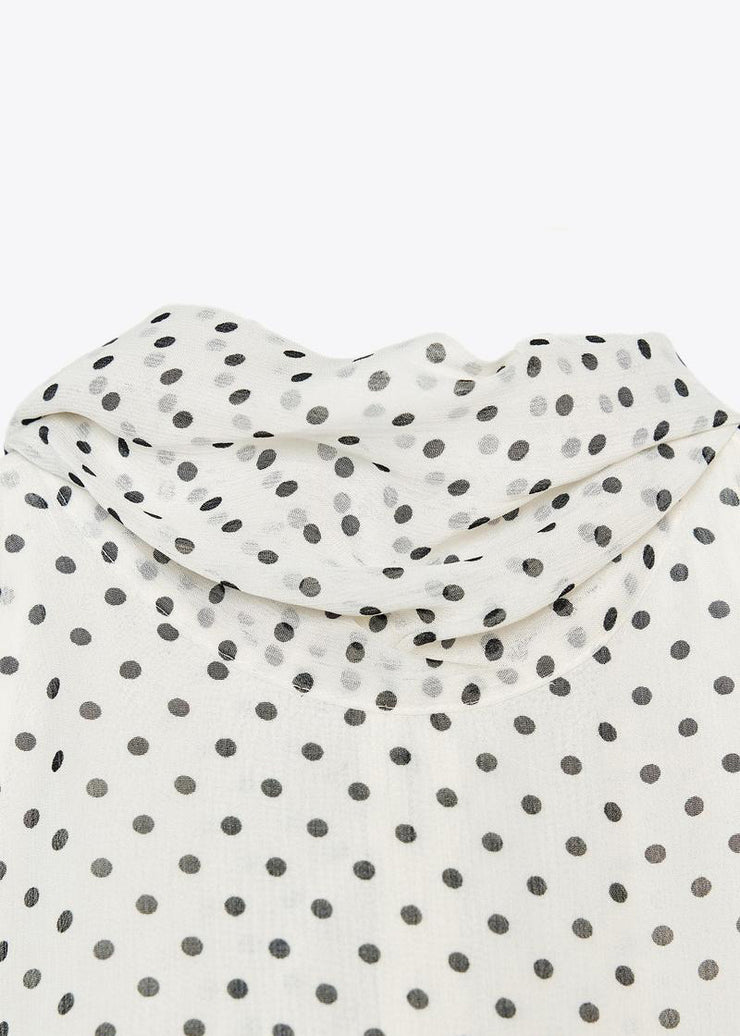Bohemian White Bow Dot Chiffon Top Sleeveless