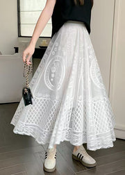 Bohemian White Hollow Out High Waist Lace Skirt