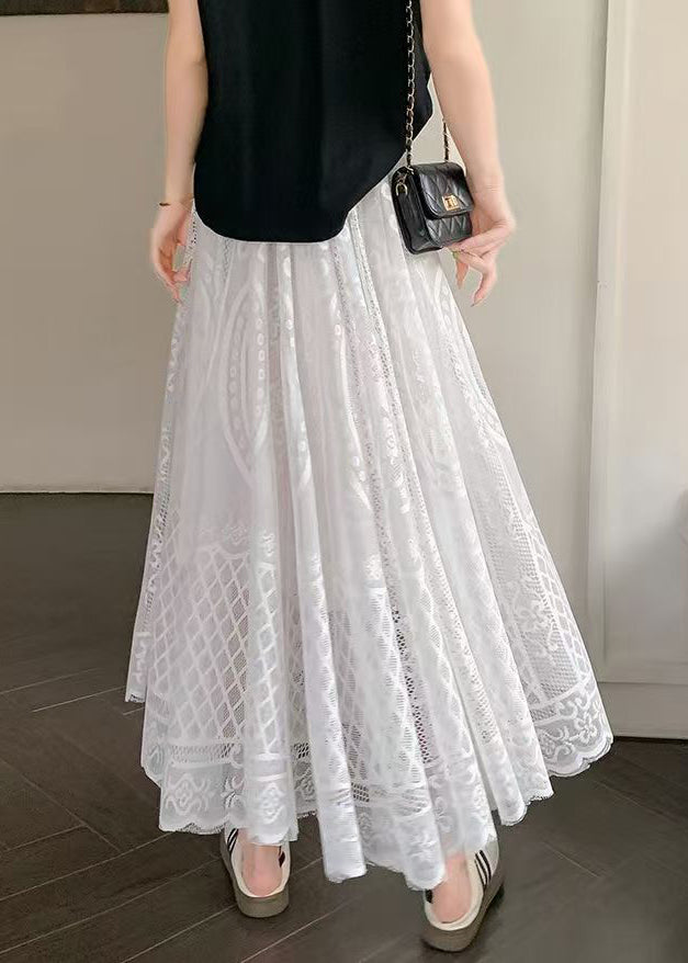 Bohemian White Hollow Out High Waist Lace Skirt
