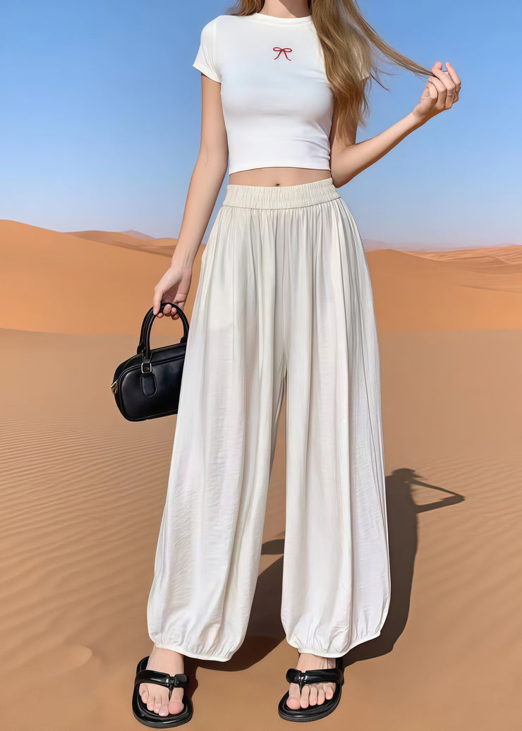 Bohemian White Oversized Cotton Harem Pants Summer