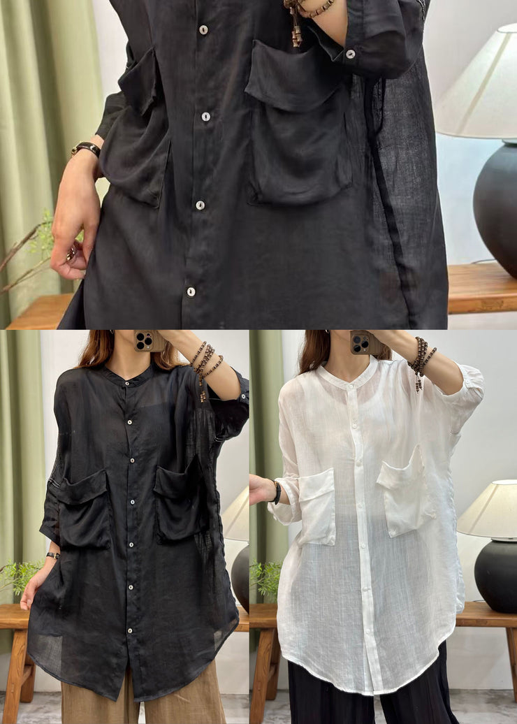 Bohemian White Oversized Cotton UPF 50+ Long Tops Summer
