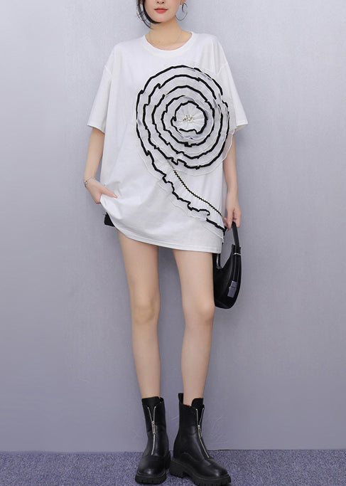 Bohemian White Ruffled Floral Decorated Cotton Tanks Summer