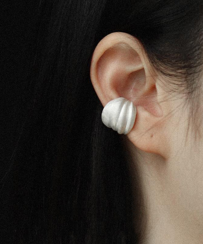 Bohemian White Sterling Silver Hoop Earrings