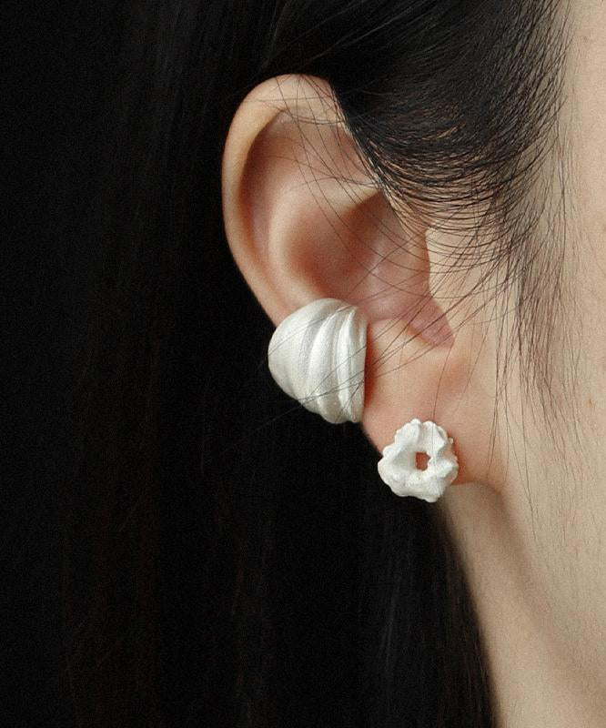 Bohemian White Sterling Silver Hoop Earrings