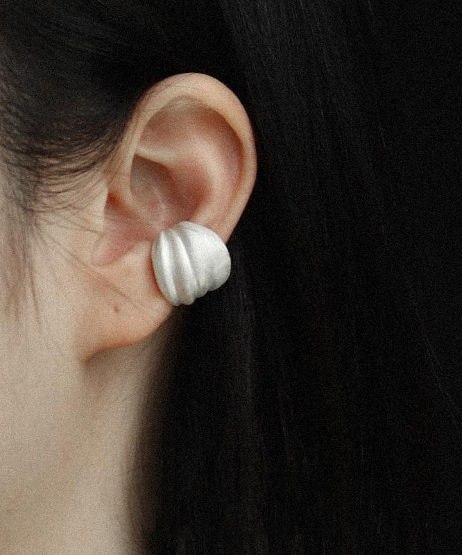 Bohemian White Sterling Silver Hoop Earrings