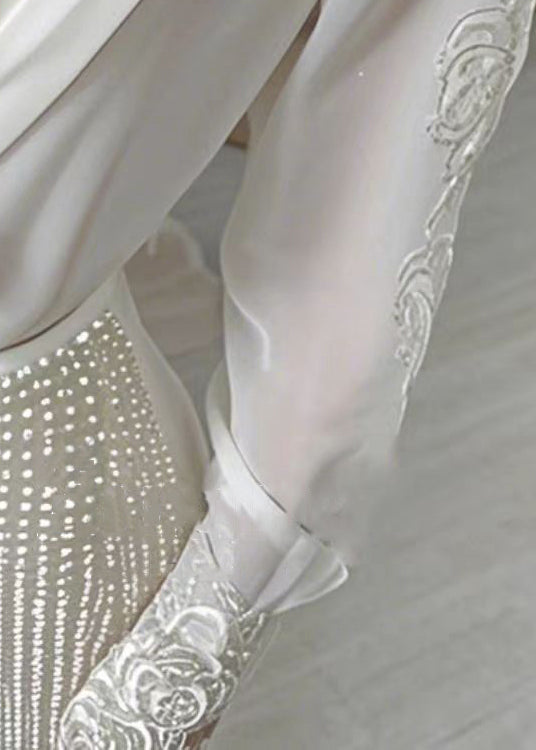Bohemian White V Neck Lace Patchwork Chiffon Shirt Spring