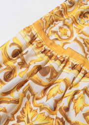 Bohemian Yellow Print Tank And Skirts Cotton Two Pieces Set Sleeveless
