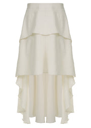 Boho Beige Asymmetrical High Waist Patchwork Cotton Skirts Summer