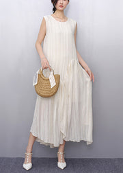 Boho Beige O-Neck Patchwork Party Maxi Dress Sleeveless