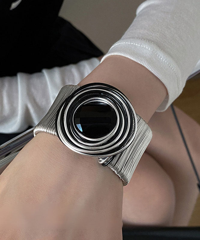 Boho Black Alloy Resin Layered Wrap Cuff