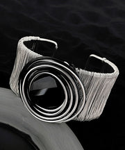 Boho Black Alloy Resin Layered Wrap Cuff