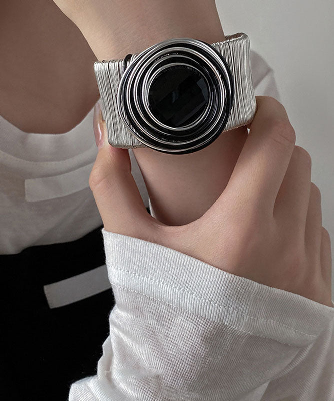 Boho Black Alloy Resin Layered Wrap Cuff