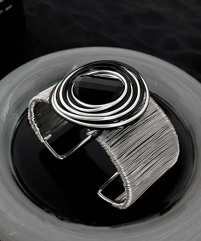 Boho Black Alloy Resin Layered Wrap Cuff
