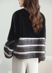 Boho Black Patchwork Mink Velvet Coats Winter
