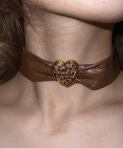 Boho Brown Leather Patchwork Love Choker