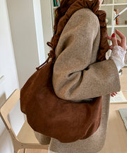 Boho Brown Solid Durable Faux Suede Saddle Bag