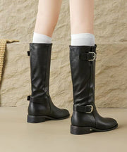 Boho Buckle Splicing Chunky Boots Khaki Suede