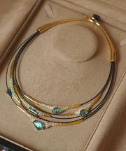 Boho Colorblock Copper Overgild Zircon Patchwork Multi-Layer Choker